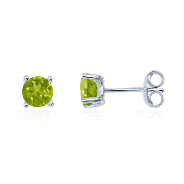 Ohrstecker Peridot Silber 925 rhodiniert - Ø 5mm - Krappenfassung