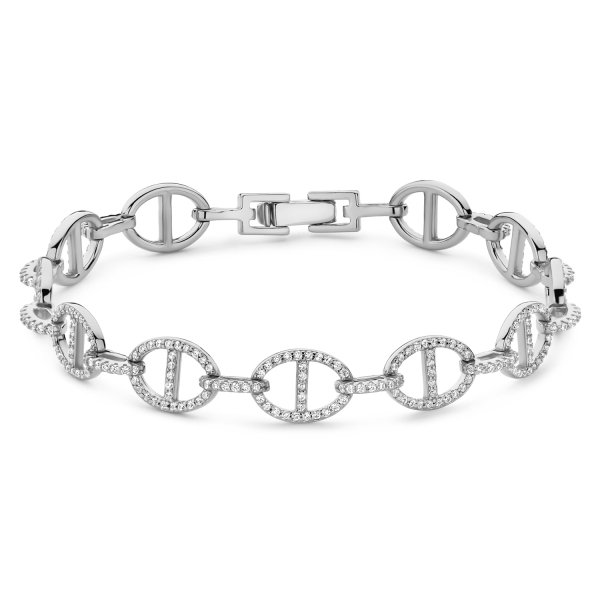 Armband Zirkonia Silber 925 rhodiniert - Hakenverschluss 8,7mm