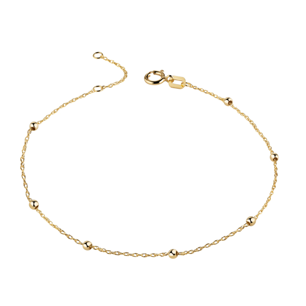 Doppelankerarmband mit Kugeln Gold 333 - 2mm