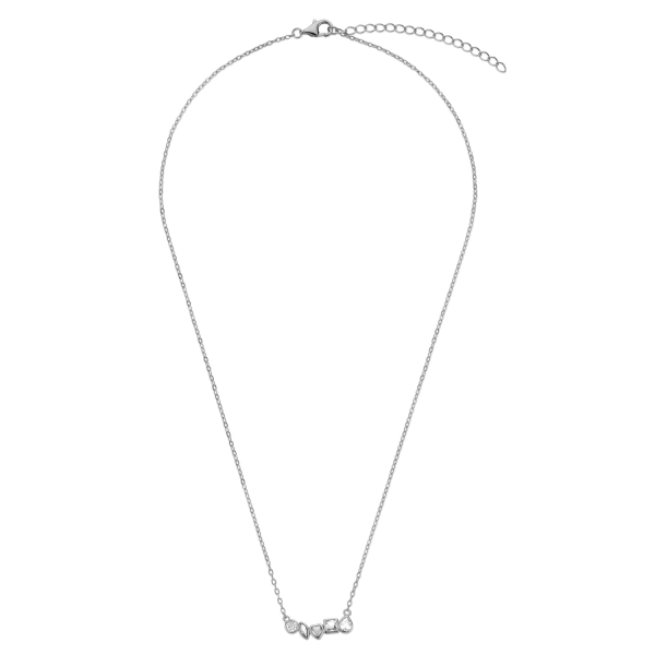 Collier Silber 925 rhodiniert - 5 Zirkonia - Zwischenteil 18x5,5mm - Bild 2
