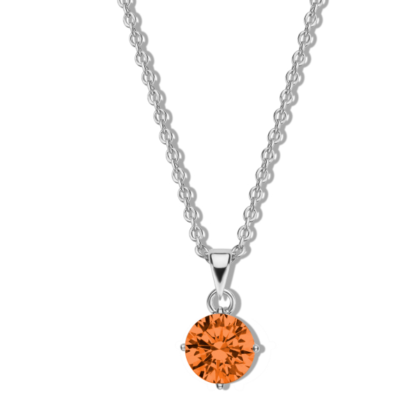 Collier mit Zirkonia orange Silber 925 rhodiniert - Ø 5mm - Ankerkette