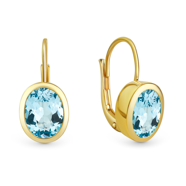 Ohrhänger Bouton Silber 925 vergoldet - Blautopas