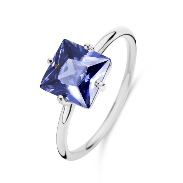Damenring Zirkonia Tansanit Silber 925 - 8x8mm