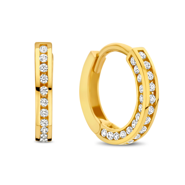 Klappcreolen mit 78 Zirkonia Gold 585