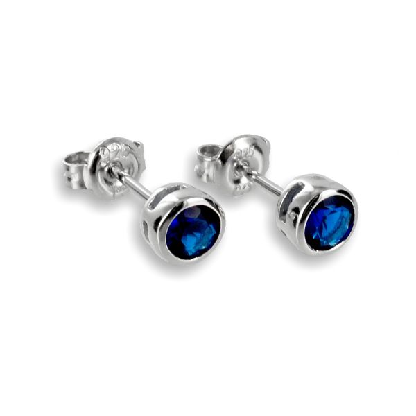Ohrstecker Zirkonia Blau Silber 925 rhodiniert - 3,5mm