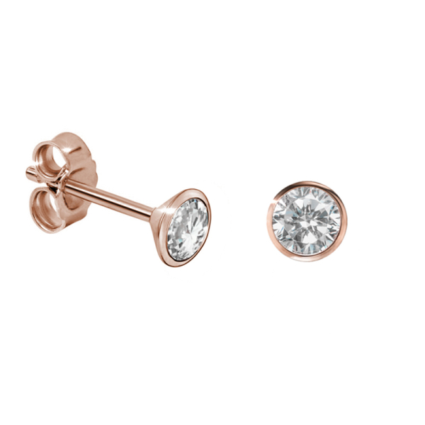 Ohrstecker Zirkonia Silber 925 rosé vergoldet - 3,5mm