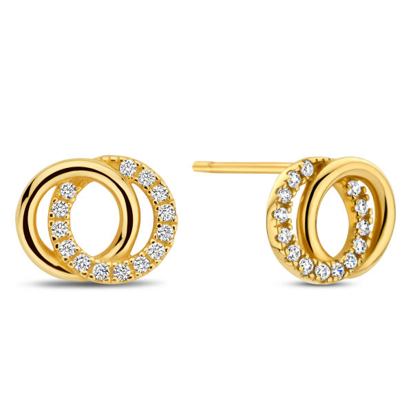 Ohrstecker Doppelreif Gold 585 - 28 Zirkonia