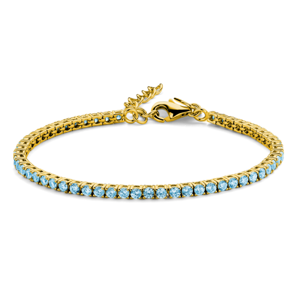 Tennisarmband Zirkonia hellblau Silber 925 vergoldet - 3mm