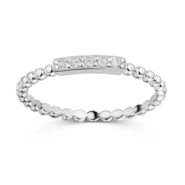 Kugel-Ring Silber 925 rhodiniert - 5 Zirkonia - Bild 2