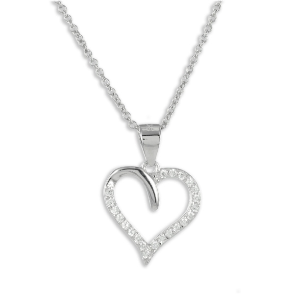 Collier Herz Silber 925 rhodiniert - 22 Zirkonia