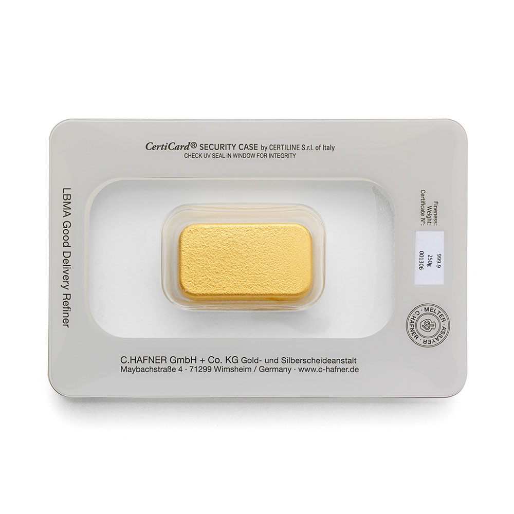 250g Goldbarren C.HAFNER - 999,9 Feingold - Neuware - Bild 3