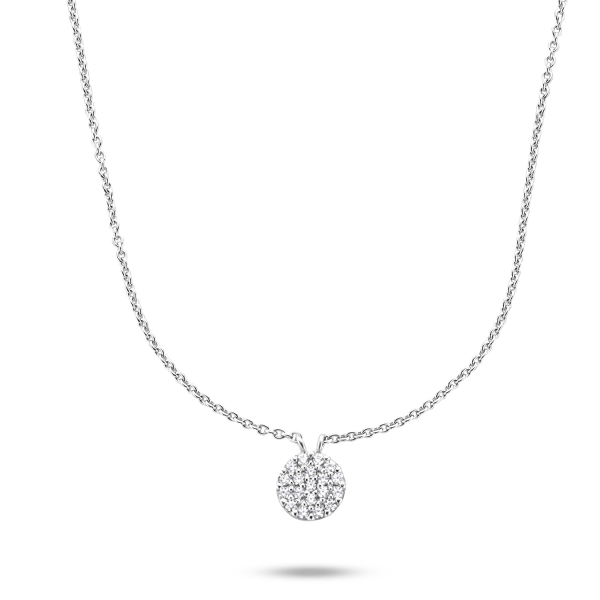 Collier mit Kreis Silber 925 rhodiniert - 19 Zirkonia