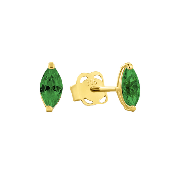 Ohrstecker Zirkonia grün Gold 585 - 5,5x2,5mm