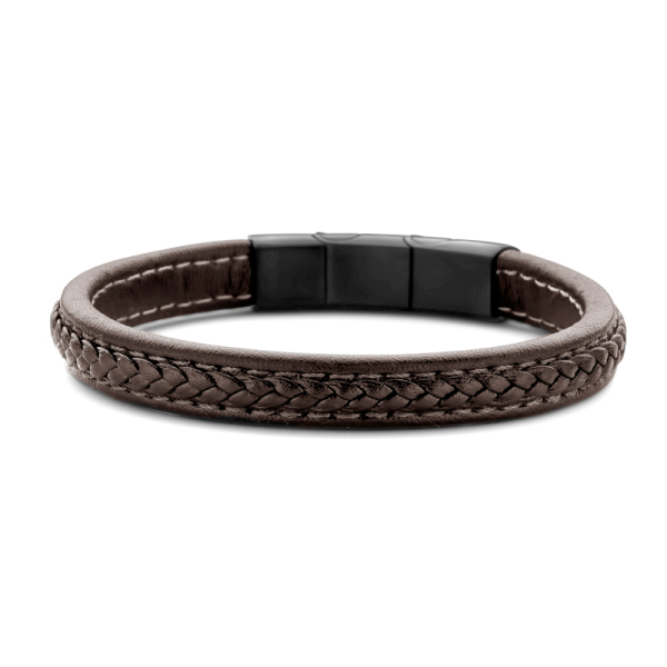 Frank 1967 Armband Echtleder Braun Edelstahl IPB - 9mm breit