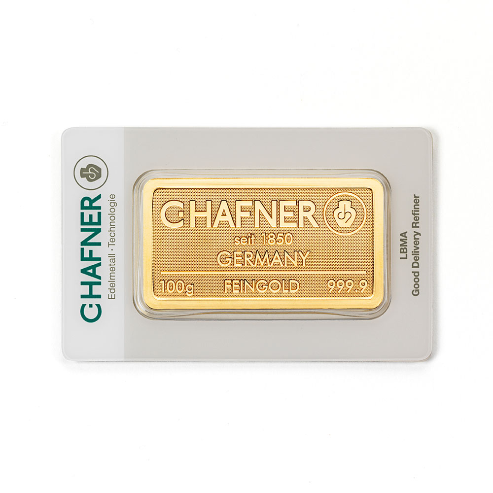 100g Goldbarren C.HAFNER - 999,9 Feingold - Neuware