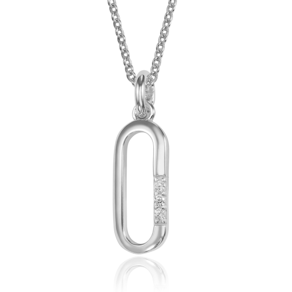 Anhänger Silber 925 rhodiniert - 3 Zirkonia - 14,5x6mm