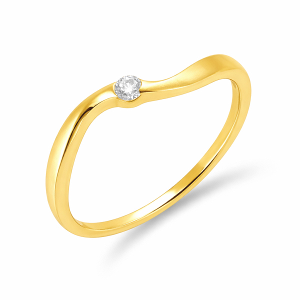 Ring Silber 925 vergoldet - Teilmattiert mit Zirkonia