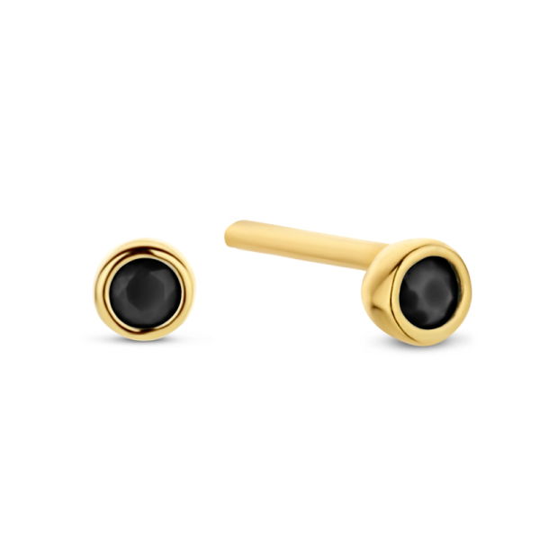 Ohrstecker Zirkonia schwarz Silber 925 vergoldet - Ø 2,7mm