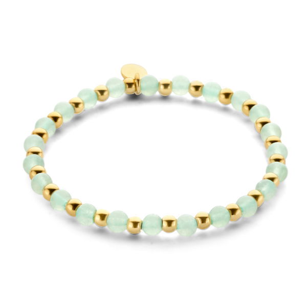 Lovebird Armband Aventurin Edelstahl IPG - Edelstahlkugeln 3,8mm