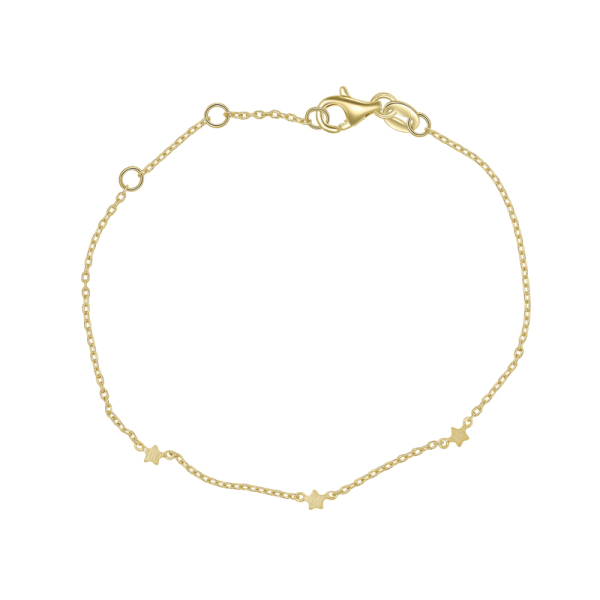 Armband 3 Sterne Silber 925 vergoldet - Ankerkette mit Zwischenöse