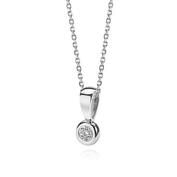 Lovebird Collier mit Brillant 0,05 ct. Weißgold 585 - Zargenfassung