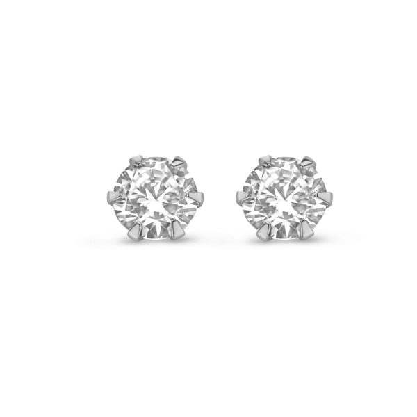 Ohrstecker mit Zirkonia 4mm Weißgold 585 - 6 Stotzen Fassung