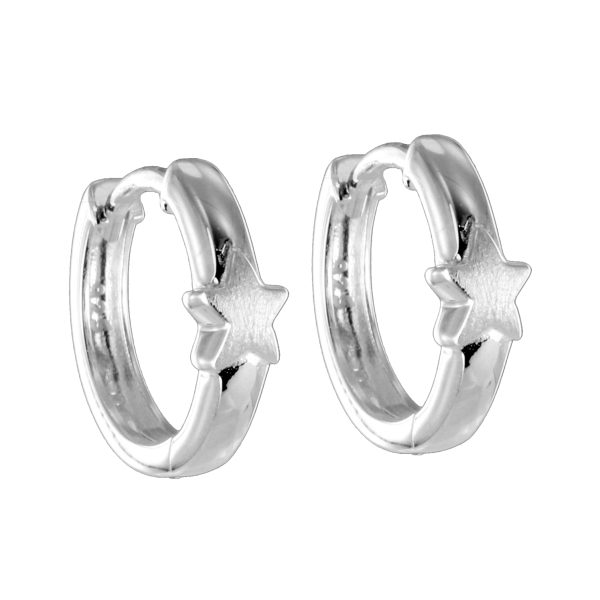 Klappcreolen Silber 925 - Ø 14mm - Stern teilmattiert