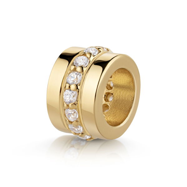 Charm Divider Silber 925 vergoldet - Mit Zirkonia - Ø 8mm - Breite 5,0mm