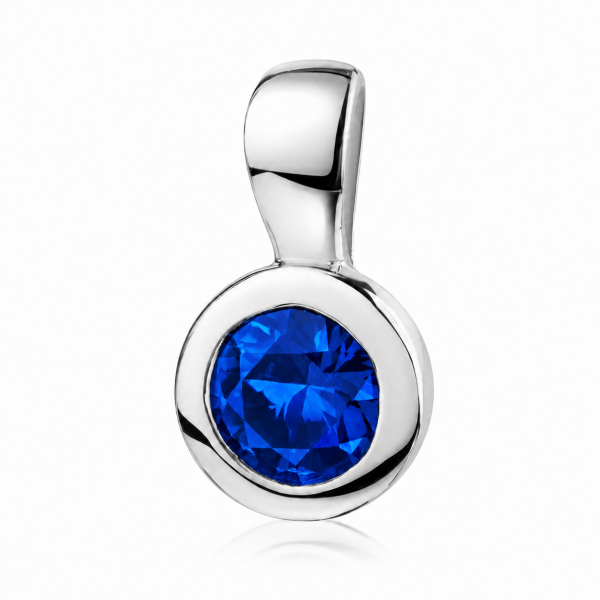 Anhänger Zirkonia Blau Silber 925 rhodiniert - Ø 7mm