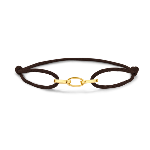 Armband Satin Dunkelbraun Gold 585 - 3 Glieder