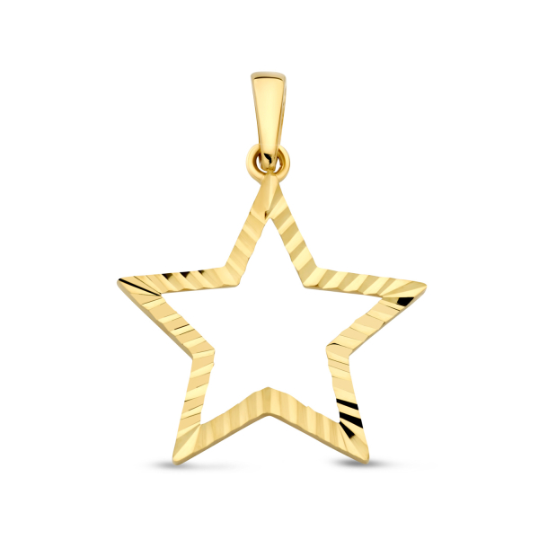 Anhänger Stern Gold 585 - Diamantiert - 15,0x13,8mm