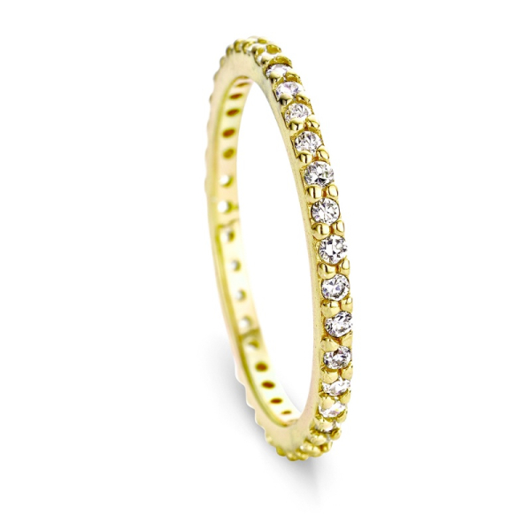 Memoryring Zirkonia Silber 925 vergoldet - 2mm breit
