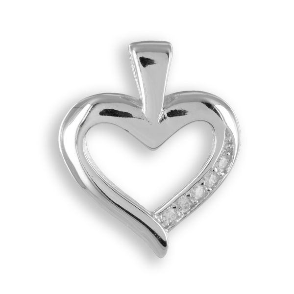 Anhänger Herz Silber 925 rhodiniert - 5 Zirkonia - 12x13mm