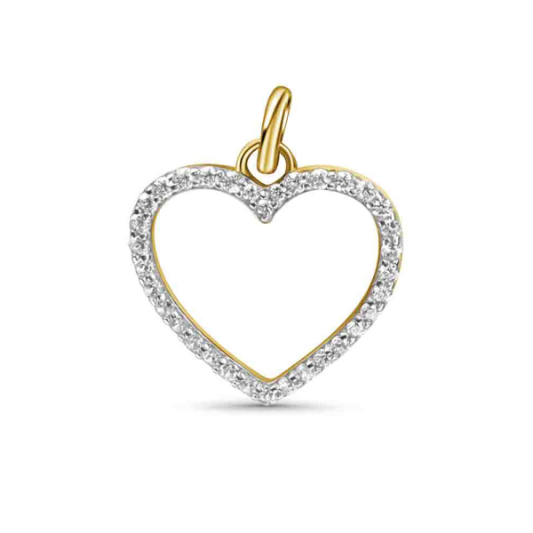 Anhänger Herz Gold 333 teilrhodiniert - 34 Zirkonia - 15,8x14,6mm