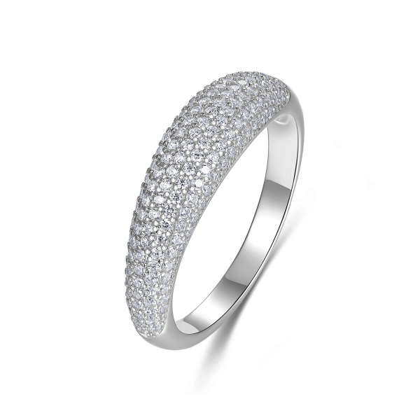 Ring Zirkonia Silber 925 rhodiniert - Hochglanz - Schiene 2,3 auf 5,8mm