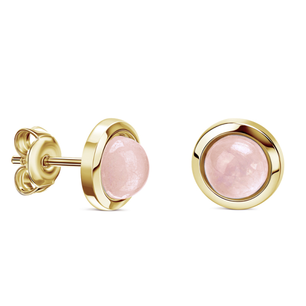 Ohrstecker mit Chalcedon Silber 925 - Rosa - 10 Milliemes vergoldet