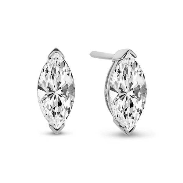 Ohrstecker Silber 925 rhodiniert - Zirkonia 11x5mm
