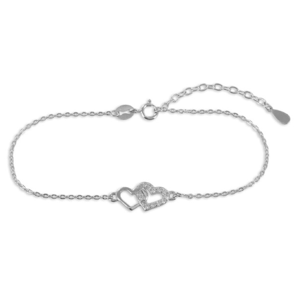 Armband Herzen Silber 925 rhodiniert - 13 Zirkonia