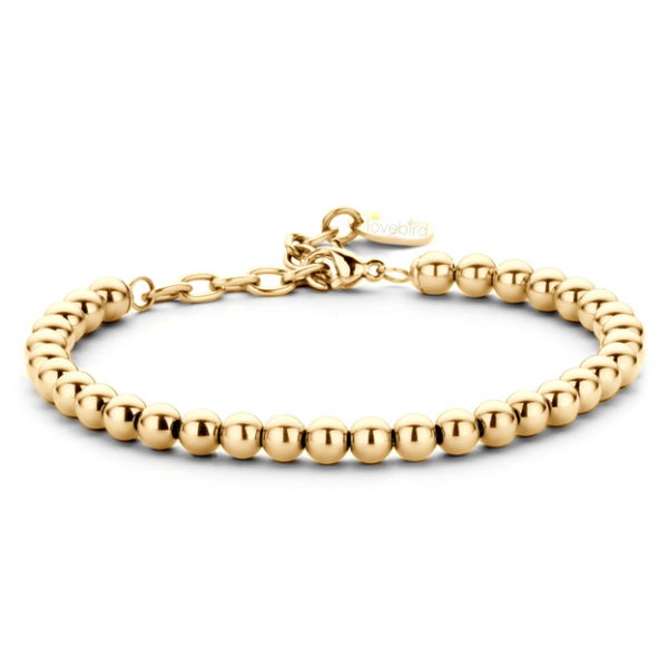 Lovebird Kugelarmband 5mm breit Edelstahl - Goldfarbene IP-Beschichtung