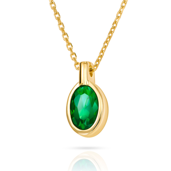 Collier Zirkonia smaragdgrün Gold 333 - Anhänger 5,0x10,0mm