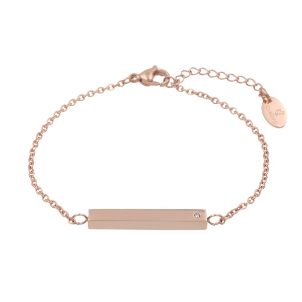 Lovebird Armband mit Anhänger Zirkonia Edelstahl - Roségoldfarbene IP-Beschichtung - Gravur
