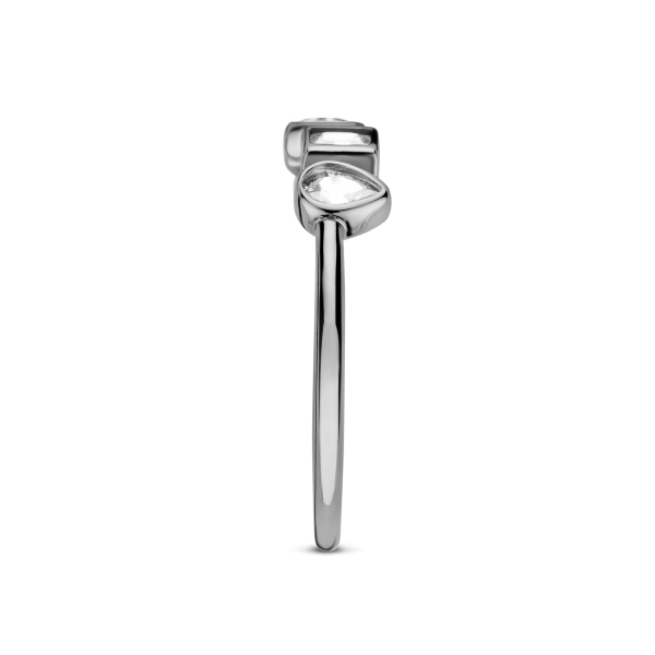 Damenring Silber 925 rhodiniert - 5 Zirkonia - 4,5mm breit - Bild 2