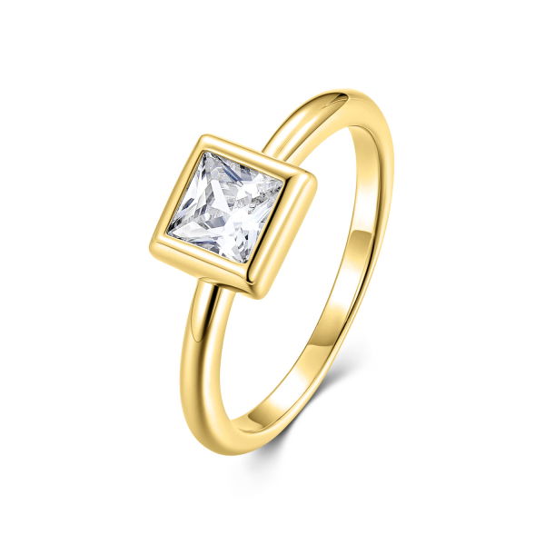 Damenring Herz Zirkonia Silber 925 vergoldet - 7x7mm