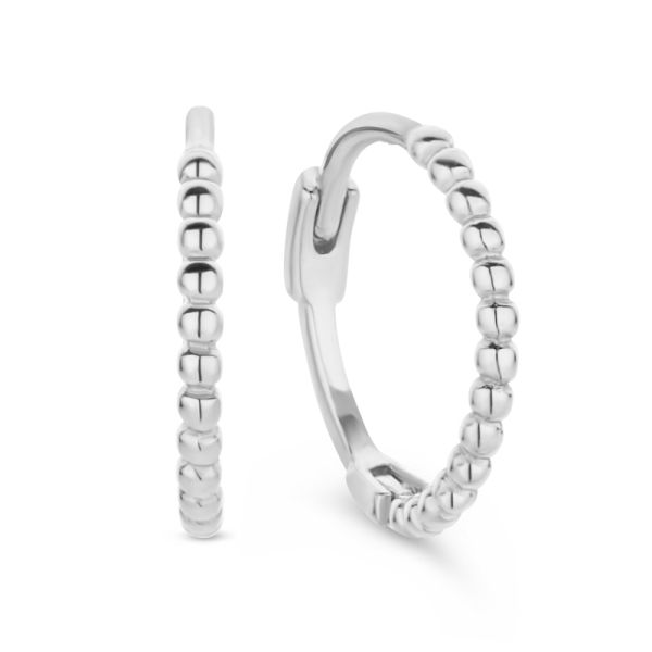 Klappcreolen Kugeln Silber 925 rhodiniert - 15mm x 1,3mm