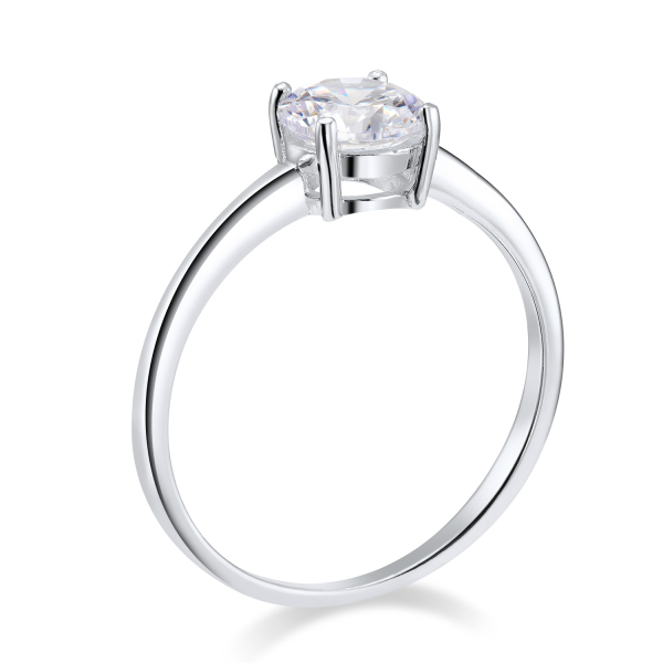 Solitär-Ring Silber 925 rhodiniert - Zirkonia 5mm - Krappenfassung - Bild 2