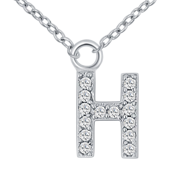 Lovebird Buchstabencollier H Silber 925 rhodiniert - 14 Zirkonia