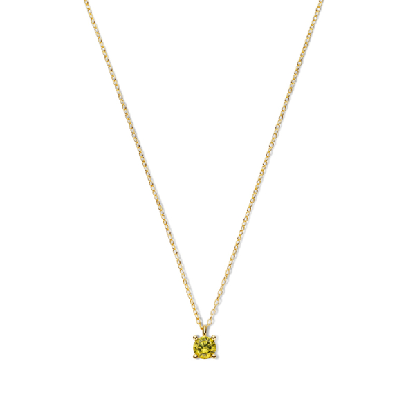 Collier mit Zirkonia olivgrün Silber 925 vergoldet - 40+5cm - Bild 2