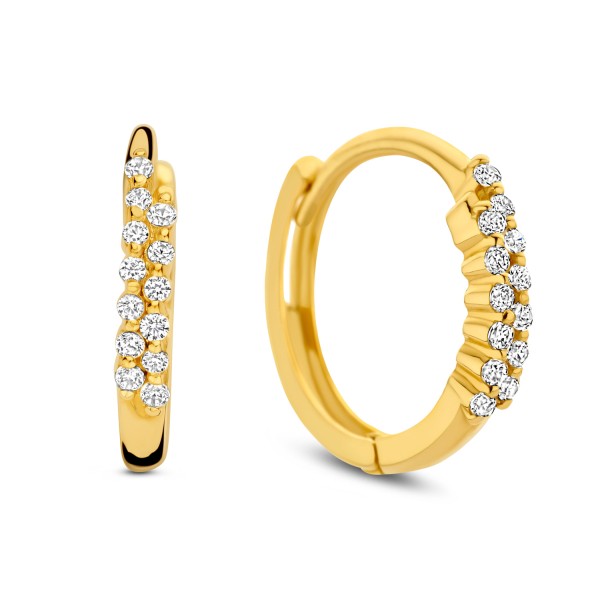 Klappcreolen mit 26 Zirkonia Gold 585