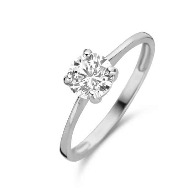 Damenring Weißgold 585 - Zirkonia 6,0mm - 4 Stotzen