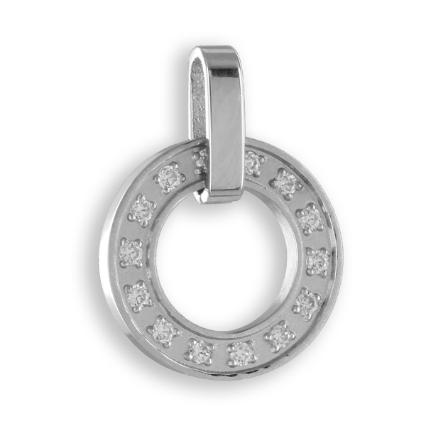 Anhänger Edelstahl teilmatt - 12 Zirkonia - Ø 12,5mm